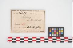 Etikett zu Bronzebeschlag (NHMW-PRAE-026288)